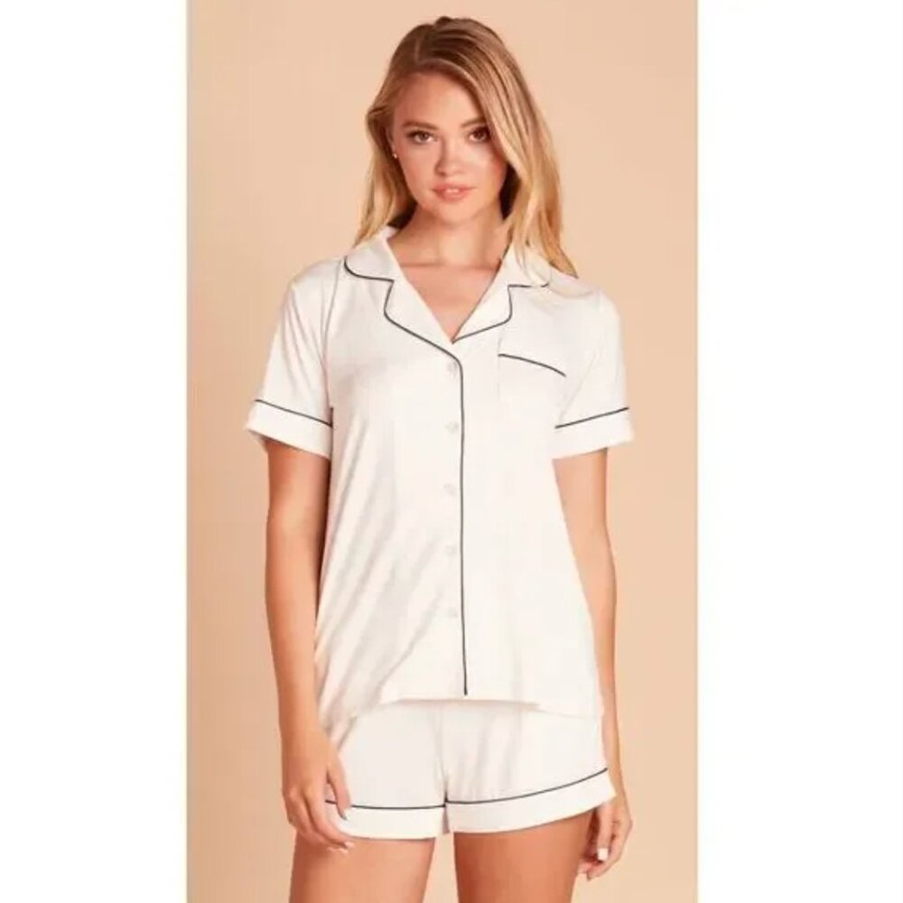 Ivory Bridal Satin Pajama Short Set M